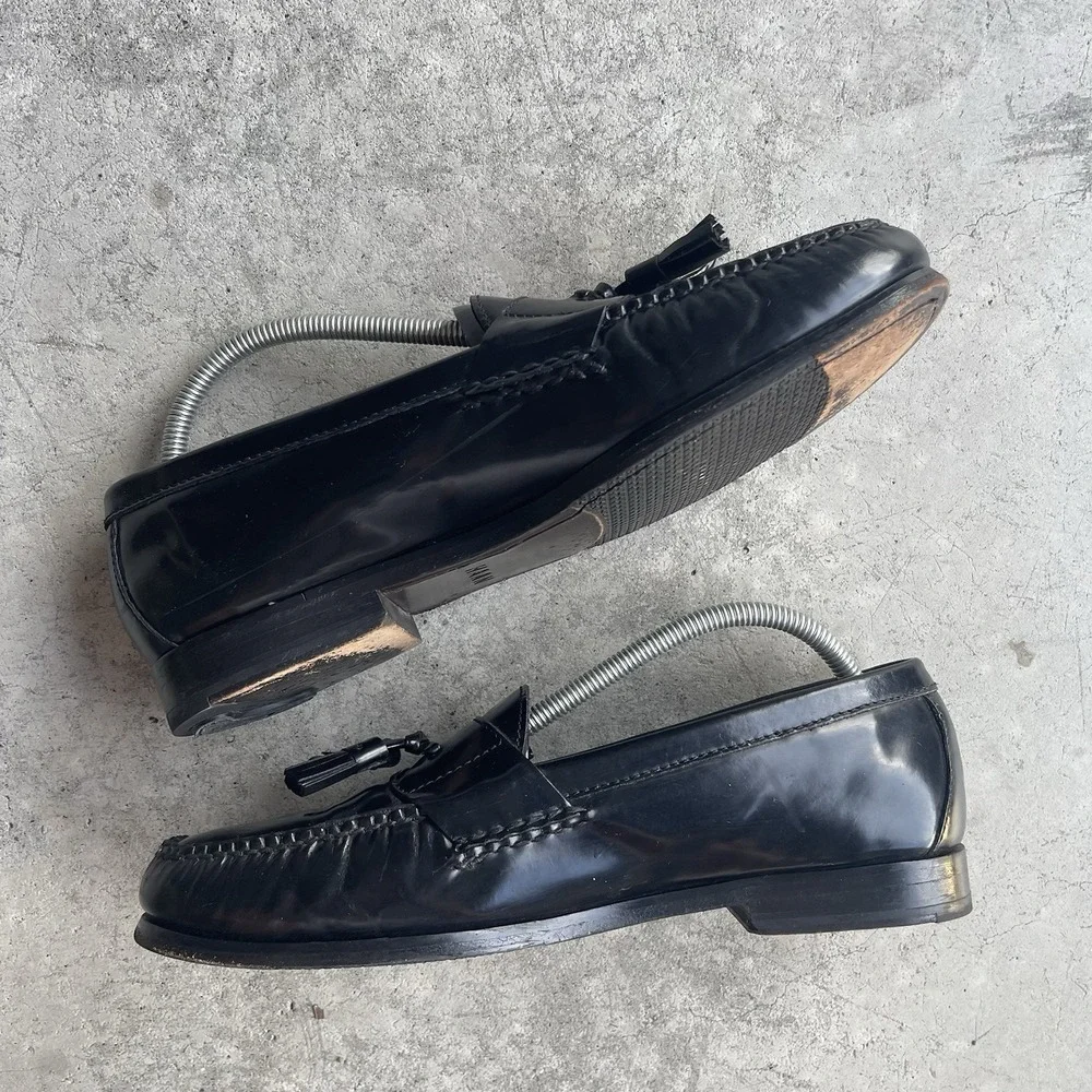Cole Haan Black Leather Tassel Loafers Mens Size 10